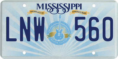 MS license plate LNW560