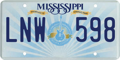 MS license plate LNW598