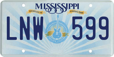 MS license plate LNW599