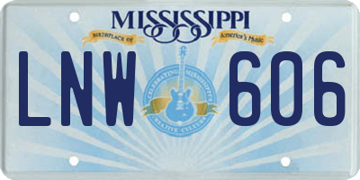 MS license plate LNW606