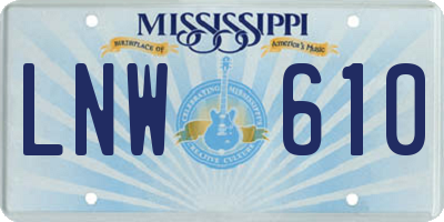 MS license plate LNW610