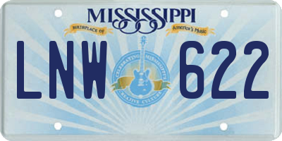 MS license plate LNW622