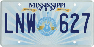 MS license plate LNW627