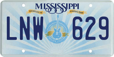 MS license plate LNW629