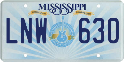 MS license plate LNW630