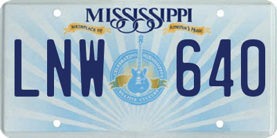 MS license plate LNW640