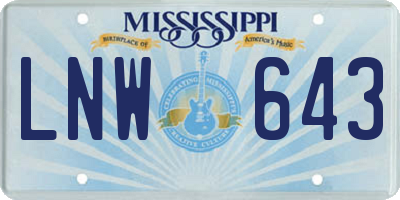 MS license plate LNW643