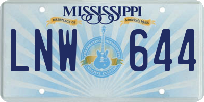 MS license plate LNW644