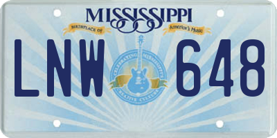 MS license plate LNW648