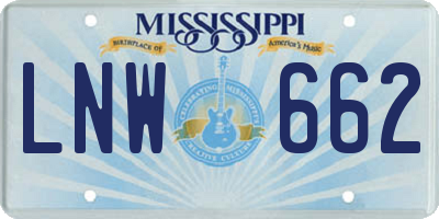 MS license plate LNW662