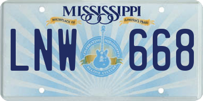 MS license plate LNW668