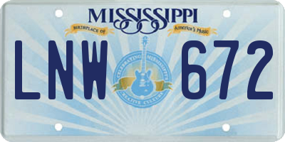MS license plate LNW672
