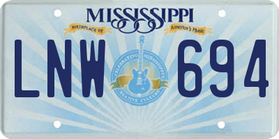 MS license plate LNW694