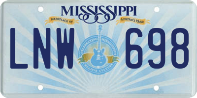 MS license plate LNW698