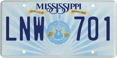 MS license plate LNW701
