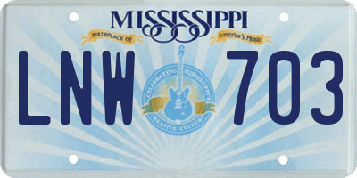 MS license plate LNW703