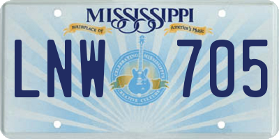 MS license plate LNW705