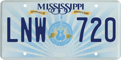 MS license plate LNW720