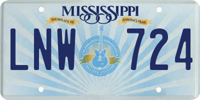 MS license plate LNW724