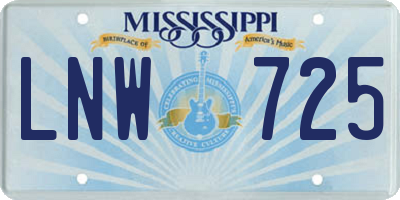 MS license plate LNW725