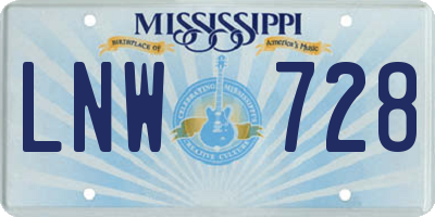MS license plate LNW728