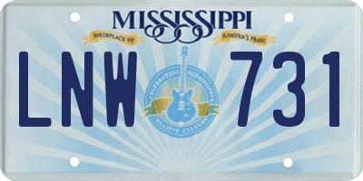 MS license plate LNW731