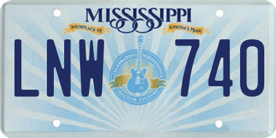 MS license plate LNW740