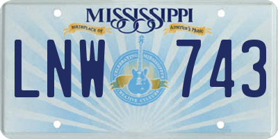 MS license plate LNW743