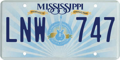 MS license plate LNW747