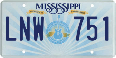 MS license plate LNW751