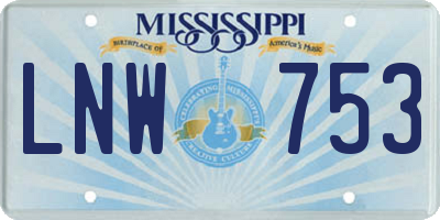 MS license plate LNW753