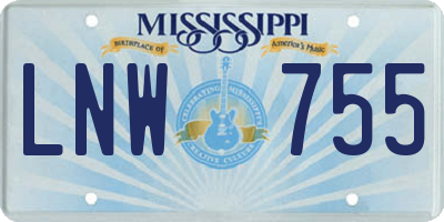 MS license plate LNW755