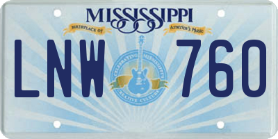 MS license plate LNW760
