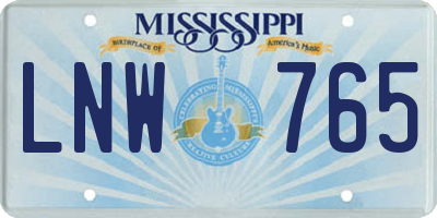 MS license plate LNW765