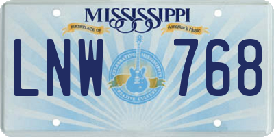 MS license plate LNW768
