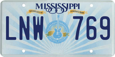MS license plate LNW769