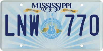 MS license plate LNW770