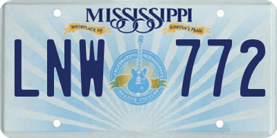 MS license plate LNW772
