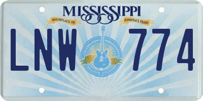 MS license plate LNW774
