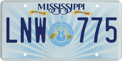 MS license plate LNW775