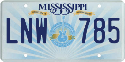 MS license plate LNW785