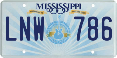 MS license plate LNW786