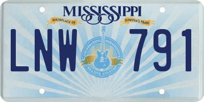 MS license plate LNW791