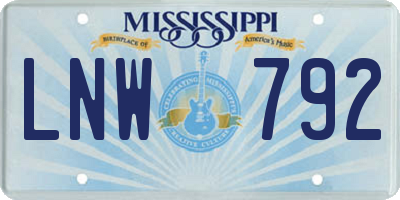 MS license plate LNW792