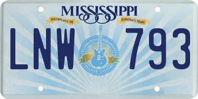 MS license plate LNW793
