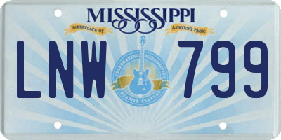 MS license plate LNW799
