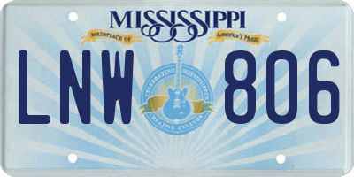 MS license plate LNW806