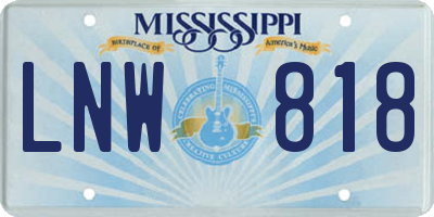 MS license plate LNW818