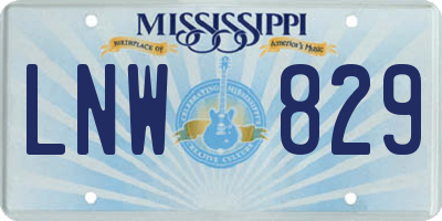 MS license plate LNW829