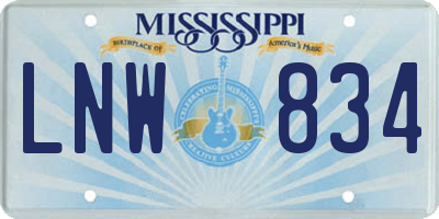 MS license plate LNW834